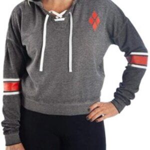 Harley Quinn Burnout Womens Hooded Pullover Size Medium/ M Bioworld Sweatshirt
